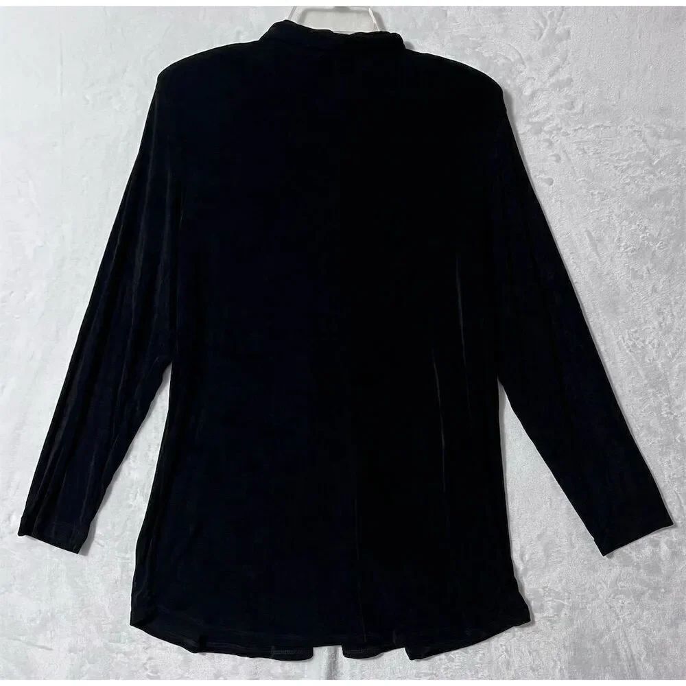 Chico's Private Edition Women's Black Button-Up Shirt Size L Standard Travel - Picture 5 of 7